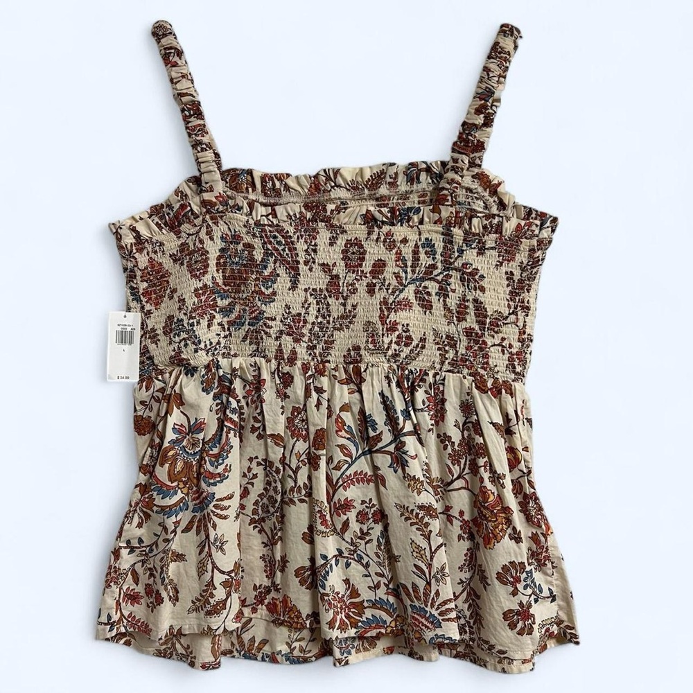 NWT Paisley Floral Smocked Tank Large